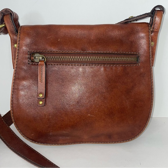 Fossil Brown Leather Messenger Crossbody Flap Saddle Bag - Picture 4 of 14